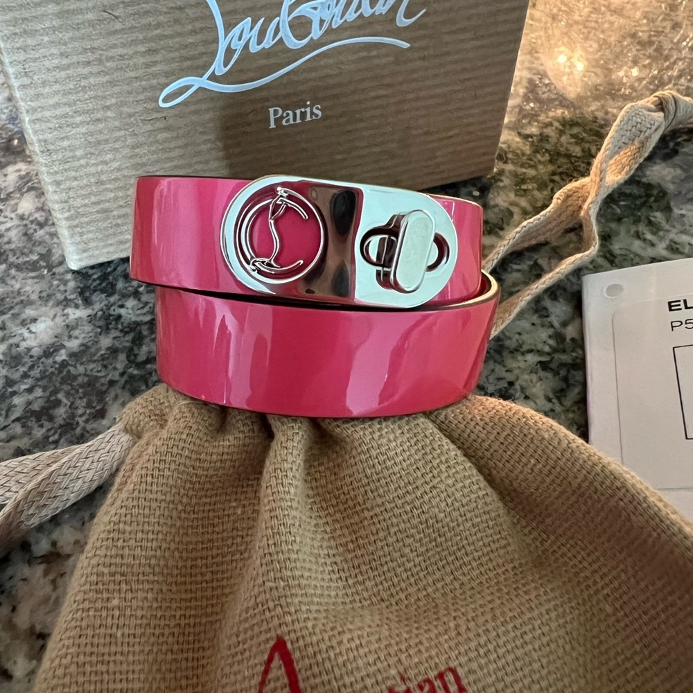Christian Louboutin Elisa Patent Double-Wrap, Turn Lock Bracelet - Picture 3 of 8